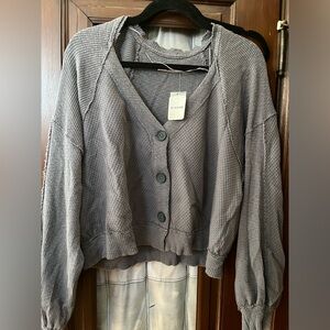 Free People gray cardigan shirt size M